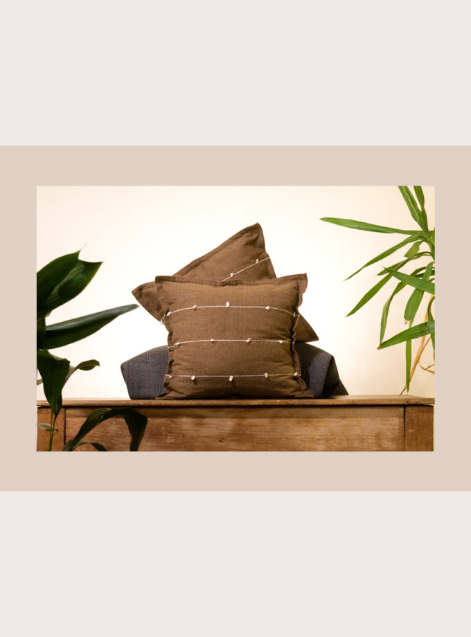 Oaxacan light brown with white stripes weave pillow cases