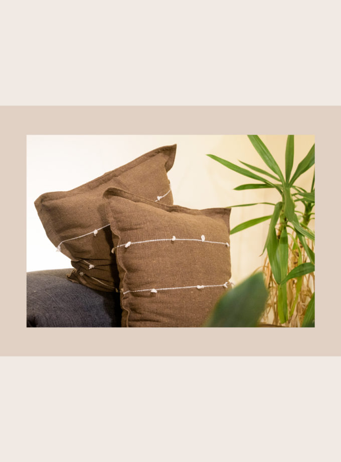 Oaxacan light brown with white stripes weave pillow cases