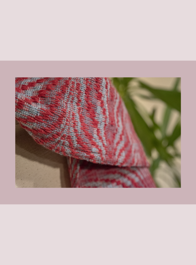 Oaxacan red & blue table runner or bed scarf