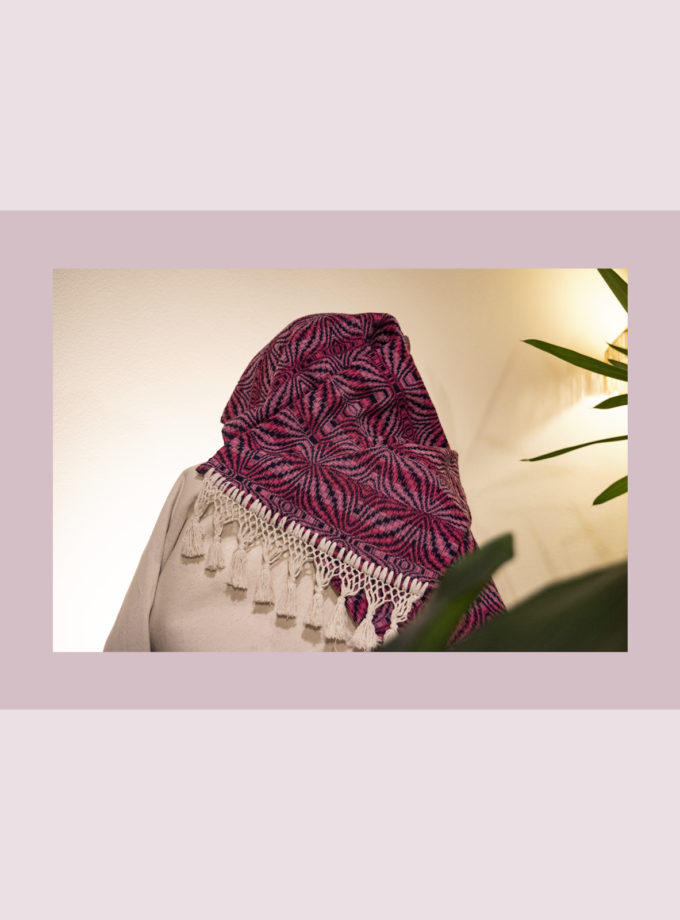 Oaxacan strong pink & blue table runner or bed scarf