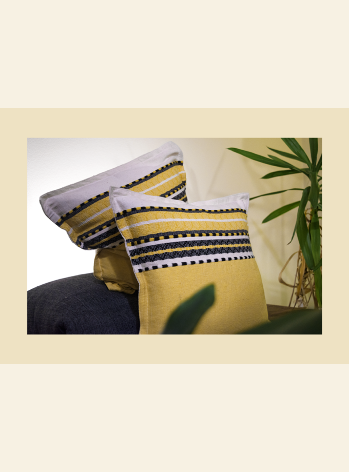 Oaxacan yellow & black stripes pillow covers