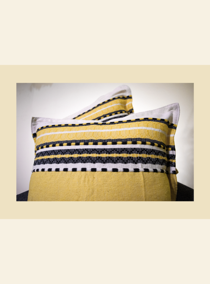 Oaxacan yellow & black stripes pillow covers