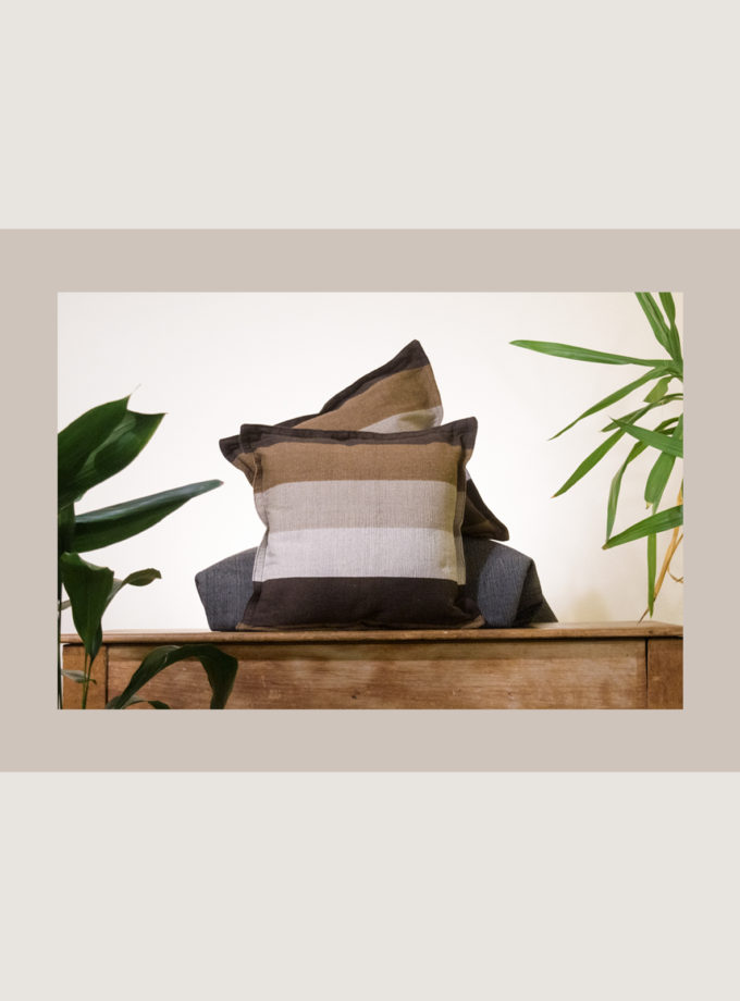 Oaxacan brown shades striped weave pillow cases
