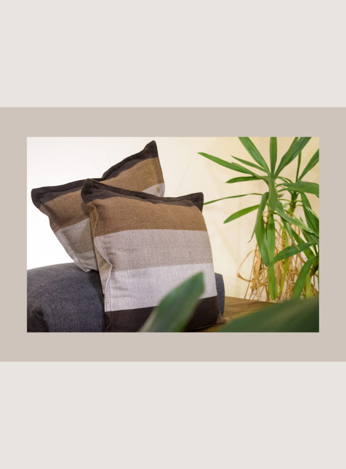 Oaxacan brown shades striped weave pillow cases