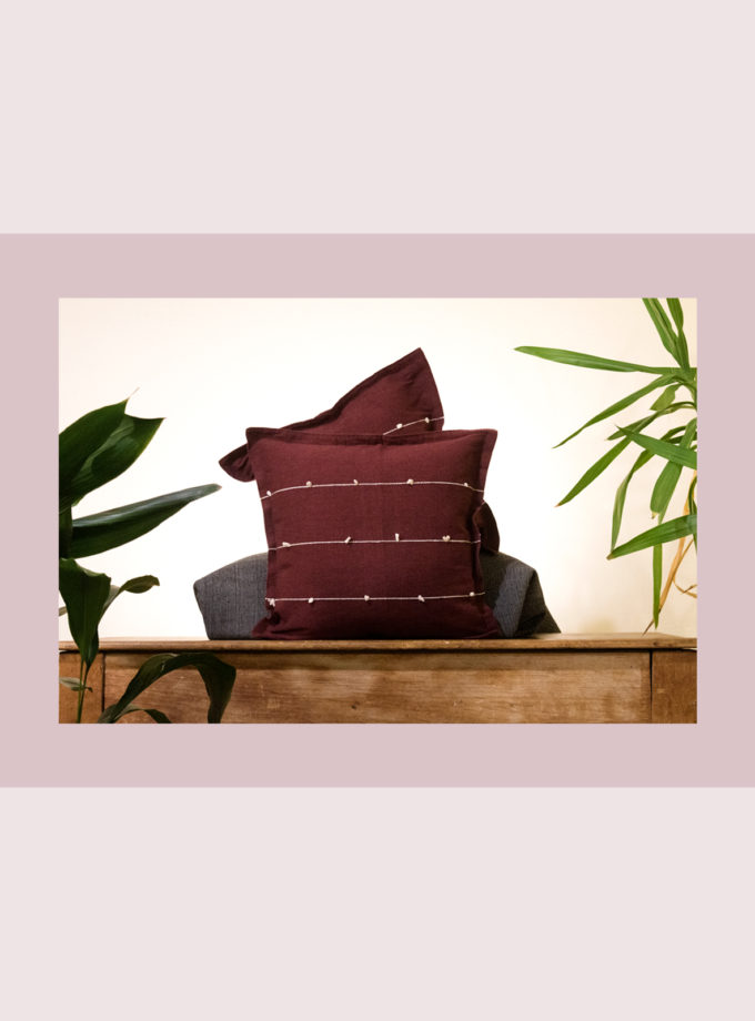 Oaxacan dark red with white stripes weave pillow cases