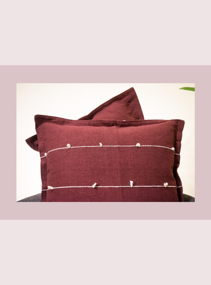 Oaxacan dark red with white stripes weave pillow cases