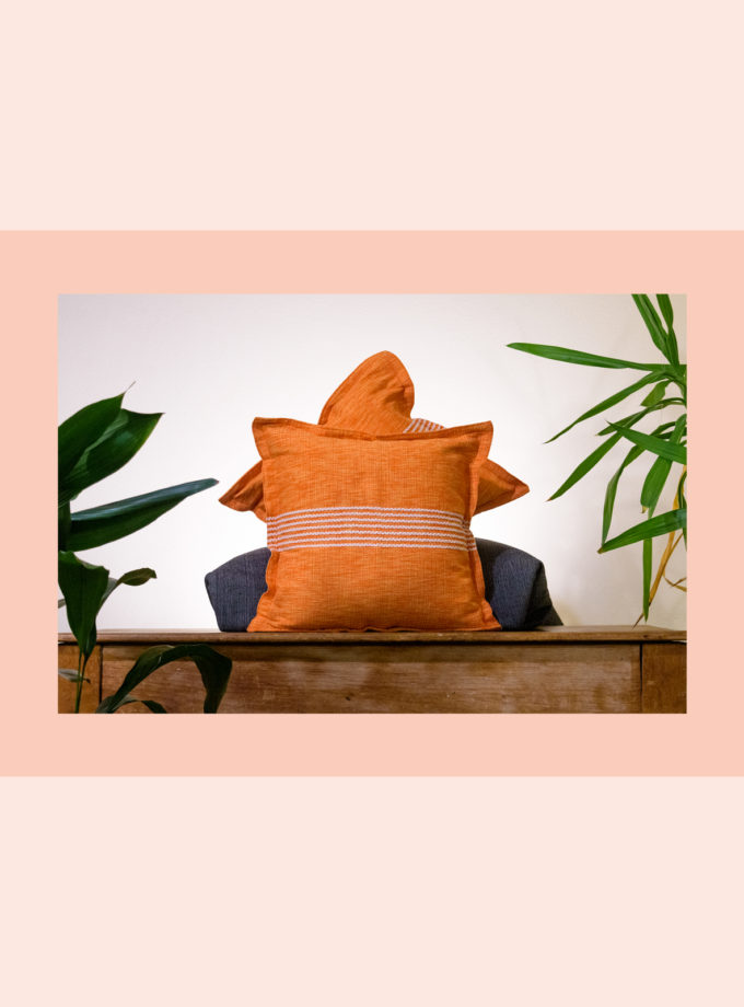 Oaxacan orange with white stripes weave pillow cases