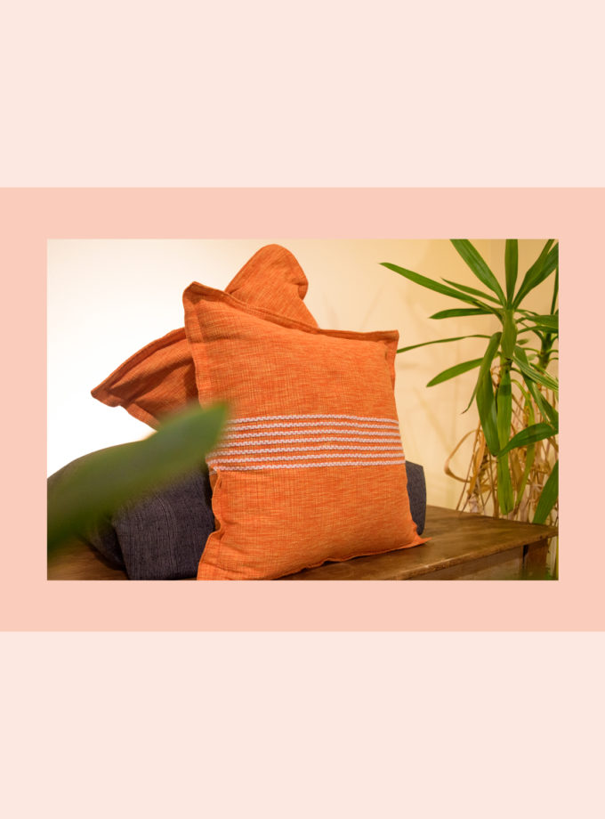 Oaxacan orange with white stripes weave pillow cases