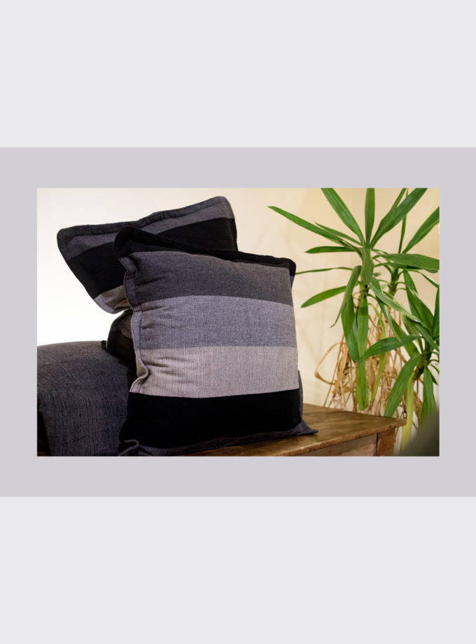 Oaxacan gray shades striped weave pillow cases