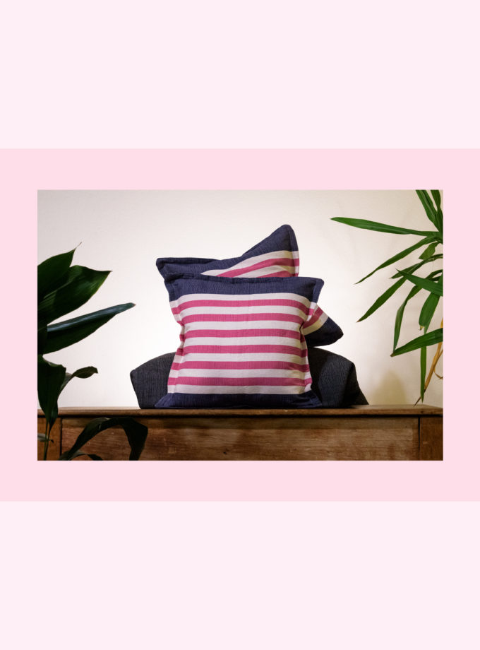 Oaxacan blue & pink striped weave pillow cases