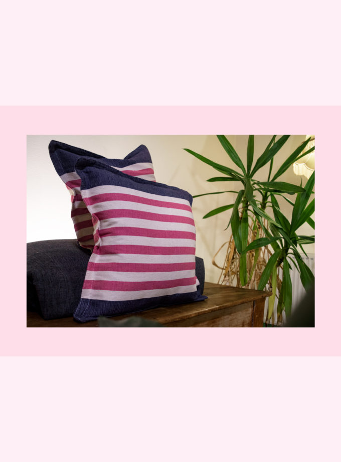 Oaxacan blue & pink striped weave pillow cases