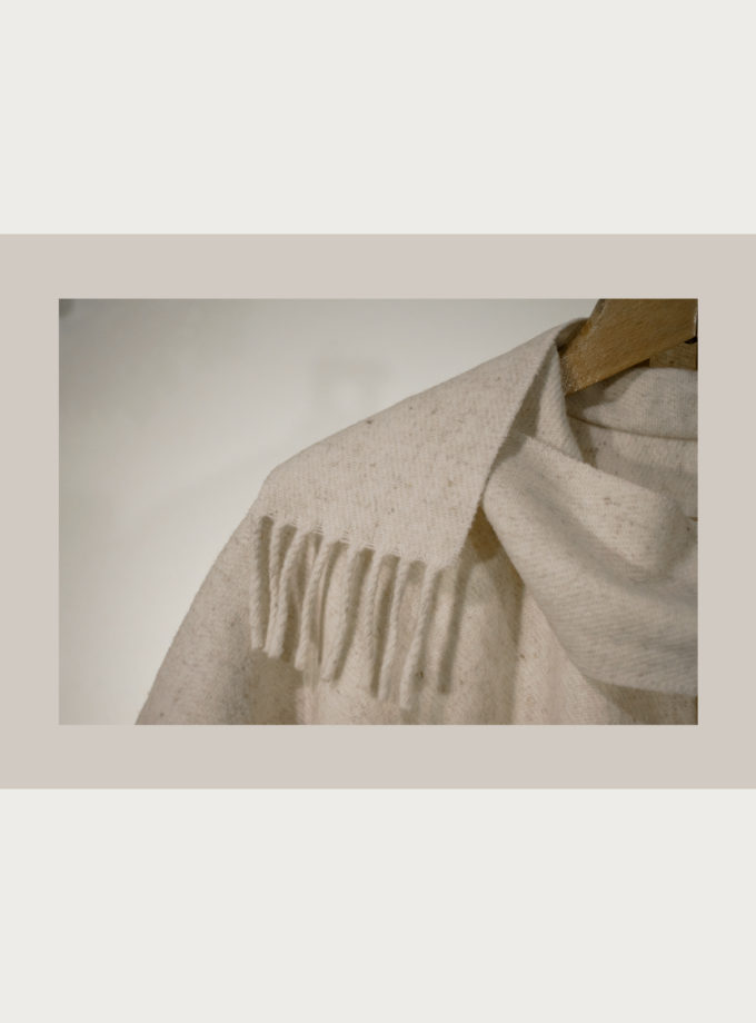 Oaxacan raw wool poncho with fringed edges, attached scarf and covered wool buttons