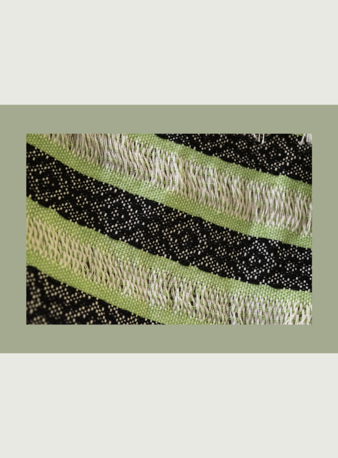Oaxacan black & green handwoven shawl