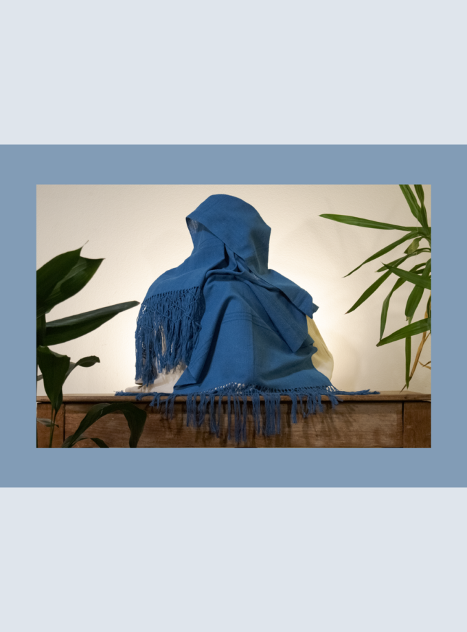 Oaxacan blue handwoven shawl