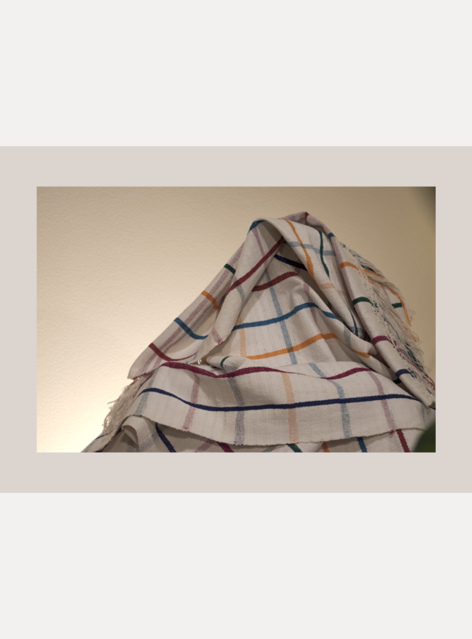 Oaxacan white & striped colors handwoven rebozo/shawl