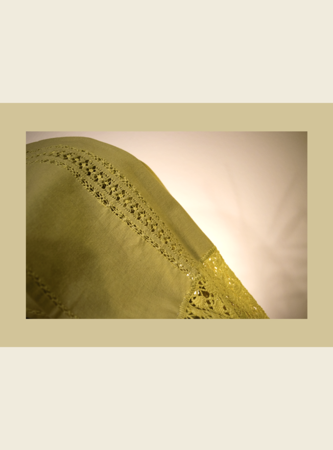 Oaxacan green 100% linen rebozo/shawl with hand-made drawn thread work